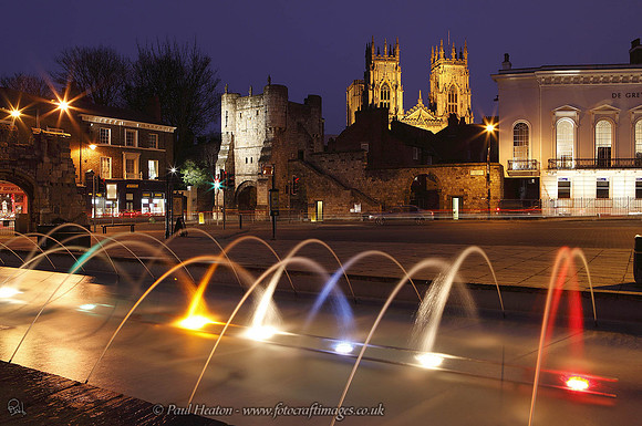 Exhibition Square with York Minster and Bootham Bar at night