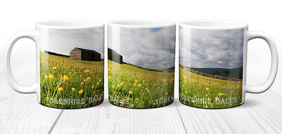 Buttercup Meadows and Field barn in The Yorkshire Dales - Ceramic Photo Mug