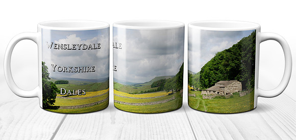 Buttercup Meadows and Field barn Along The Pennine Way - Wensleydale, Yorkshire Dales - Ceramic Photo Mug