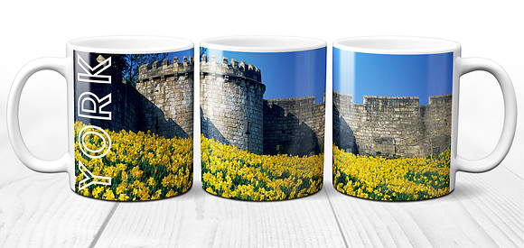 Daffodils Around York City Walls - Yorkshire Ceramic Photo Mug