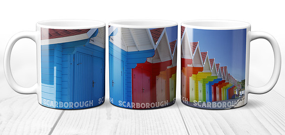 Colourful Scarborough Beach Huts - Yorkshire Coast Ceramic Photo Mug