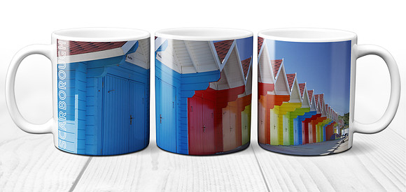 Colourful Scarborough Beach Huts - Yorkshire Coast Ceramic Photo Mug