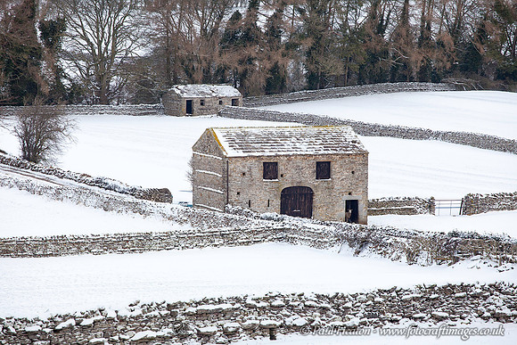 Field Barns in the Snow, Wensleydale