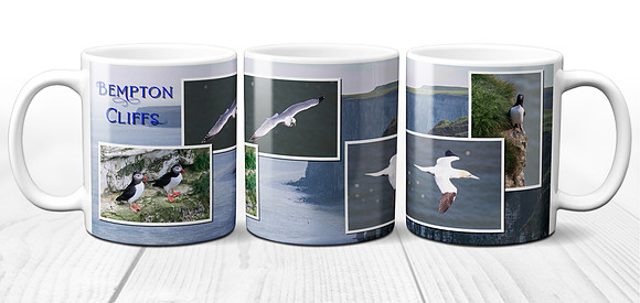 British seabirds at Bempton Cliffs, Yorkshire Coast - Ceramic Photo Mug