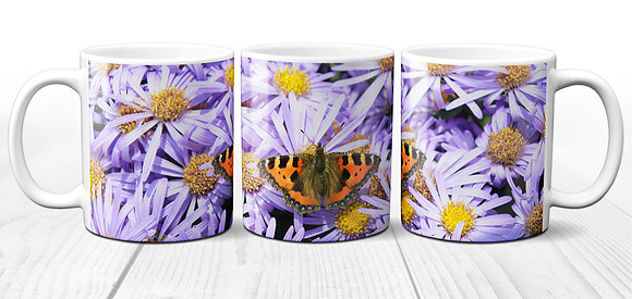 Butterfly Among The Flowers - Ceramic Photo Mug