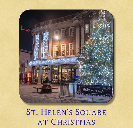 St. Helen's Square, York at night at Christmas