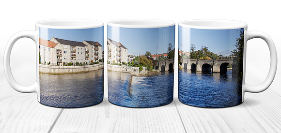 Wetherby Bridge and weir - Ceamic Photo Mug